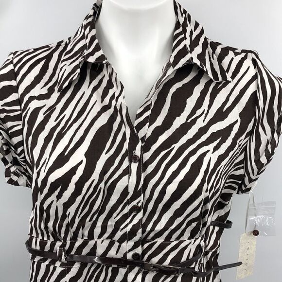 Tweeds large linen zebra print belted top - Picture 1 of 5